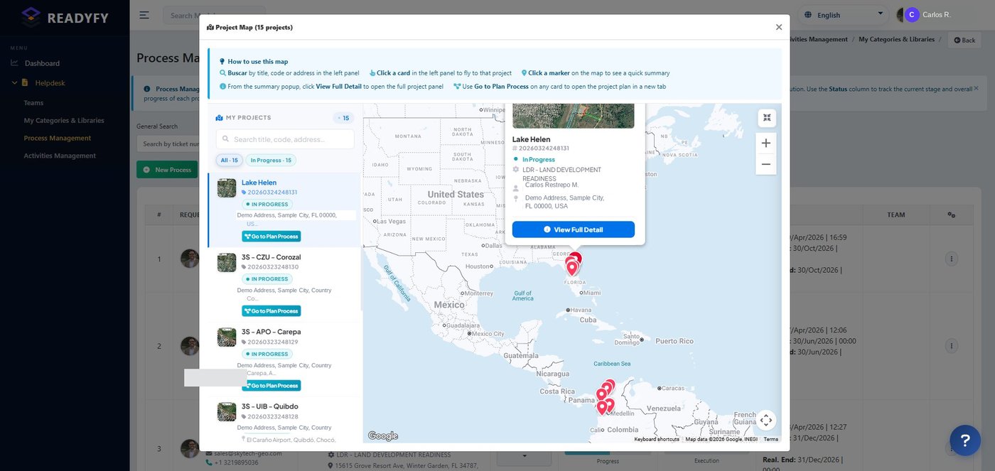 Mapa de proyectos geolocalizados